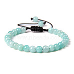 Natural Dyed Amazonite Round Bead Adjustable Braided Bracelets, 6mm(UO3136-40)