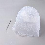 Reusable Silicone Hair Cap, Hair Coloring Dye Cap, with Needles, for Women Girls Dyeing Hair, Clear, 22x31cm(AJEW-WH0021-07)