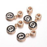 Alloy Enamel European Dangle Charms, Flat Round with Letter.Q, 27mm, Hole: 5mm(MPDL-M057-Q)