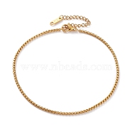 Vacuum Plating 304 Stainless Steel Box Chain Anklets, with Lobster Claw Clasps, Golden, 9-7/8 inch(25.2cm)(AJEW-AN00369)