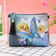 DIY Zipper Crossbody Bag Diamond Painting Kits, including PU Leather Bags, Resin Rhinestones, Diamond Sticky Pen, Tray Plate and Glue Clay, Rectangle, Butterfly Pattern, 150x180mm(DIAM-PW0001-100I)