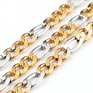 304 Stainless Steel Figaro Chains, with Spool, Unwelded, Golden & Stainless Steel Color, 6x4x1.5mm, 8x4x1.5mm, 32.8 Feet(10m)/roll(CHS-B001-27)