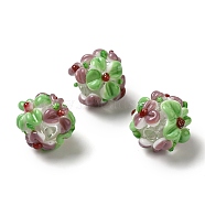 Handmade Lampwork Beads, Flower, Rosy Brown, 12~14mm, Hole: 1.2mm(LAMP-B025-03B-10)