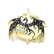 Animal Enamel Pin, Light Gold Alloy Badge for Clothes Backpack, Dragon Pattern, 28.5x30.5x1.5mm(JEWB-I022-01G)