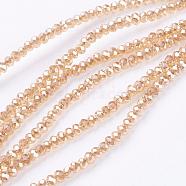 Electroplate Glass Beads Strands, Full Rainbow Plated, Faceted, Rondelle, Sandy Brown, 3x2mm, Hole: 1mm, about 160~165pcs/strand, 15.35 inch~15.75 inch(39~40cm)(EGLA-J025-F11)