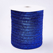 Glitter Sparkle Ribbon, Polyester & Nylon Ribbon, Blue, 3/8 inch(9.5~10mm), about 200yards/roll(182.88m/roll).(SRIB-T002-01A-01)