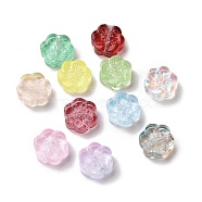 Transparent Spray Painted Glass Beads, Plum Blossom Flower, Mixed Color, 10x11x4mm, Hole: 1mm(X-GLAA-I050-02)