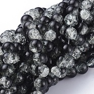 Crackle Glass Beads Strands, Round, Black, 8mm, Hole: 1.3~1.6mm, 31.4 inch(X-CCG-Q002-8mm-11)