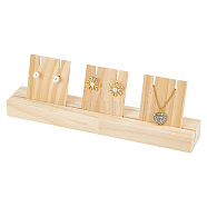 1 Set 1-Slot Wooden Earring Display Card Stands, Jewelry Organizer Holder with 3Pcs Earring Display Cards, for Earring, Pendant Necklace Storage, Wheat, Finish Product: 21.9x4x6.8cm, Hole: 1.8mm(EDIS-DR0001-07A)