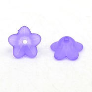 Chunky Indigo Transparent Frosted Flower Acrylic Beads, Size: about 13mm in diameter, 7mm thick, hole:1mm(X-PL560-13)