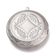 316 Stainless Steel Locket Pendants, Flat Round, Stainless Steel Color, 48x44.5x9.5mm, Hole: 1.8mm, Inner Diameter: 29.5mm(X-STAS-O132-01P)