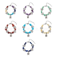 7Pcs 7 Style Alloy Butterfly Charm Bracelets Set, Natural Mixed Gemstone Chips Beaded Stackable Bracelets for Women, 6-7/8 inch(17.6cm), 1Pc/style(BJEW-JB08875)