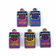 Alloy Pendants, Cadmium Free & Nickel Free & Lead Free, Crayon Box with Word Crayons, Rainbow Color, 17x9x3mm, Hole: 1.2mm(PALLOY-S180-108-NR)