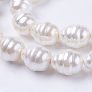 Shell Pearl Beads Strands, Potato, White, 15~17x12~14mm, Hole: 1mm, about 26pcs/strand, 15.7 inch(BSHE-L035-D01)