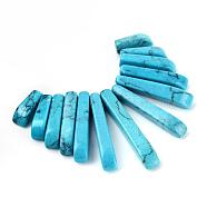 Synthetic Turquoise Pendants Sets, Graduated Fan Pendants, Focal Beads, Rectangle, 11~30x4~5x4mm, Hole: 1mm, 13pcs/set(G-Q458-01D)