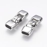 304 Stainless Steel Fold Over Clasps, Rectangle, Stainless Steel Color, 25x9.5x6mm, Hole: 3x7mm(STAS-G143-17P)