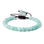 Natural Amazonite Round Bead Adjustable Braided Bracelets, 6mm(UO3136-40)