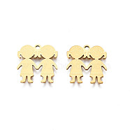 201 Stainless Steel Pendants, Girl, Real 18K Gold Plated, 15.5x15x1mm, Hole: 1.5mm(STAS-N091-146LG)