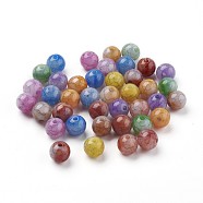 Crackle Acrylic Beads, Imitation Jade Beads, Round, Mixed Color, 9~9.5mm, Hole: 2mm, about 950pcs/500g(MACR-E025-20-10mm)