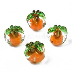 Autumn Theme Handmade Lampwork Beads, Persimmon, Coral, 12.5~13.5x12~13x11.5~13mm, Hole: 1.2~1.5mm(LAMP-S194-031)