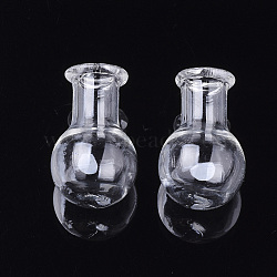 Handmade Blown Glass Globe Cover, For Bottle Pendant Making, Clear, 24.5~25x15mm, Half Hole: 6mm, Bottle Capacity: 1.8ml(0.06 fl. oz)(BLOW-T001-14)
