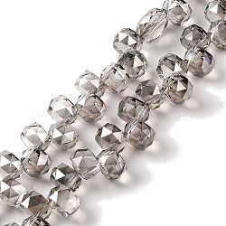 Pearl Luster Plated Electroplate Beads Strands, Faceted, Rondelle, Gray, 8x6mm, Hole: 1.2mm, about 96~98pcs/strand, 20.47~20.87''(52~53cm)(EGLA-H104-09A-PL02)