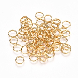 304 Stainless Steel Split Rings, Double Loops Jump Rings, Golden, 7x1.5mm, about 6mm inner diameter, Single Wire: 0.75mm(STAS-H413-05G-B)