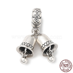Thailand 925 Sterling Silver European Dangle Charms, Bell Pendants, Antique Silver, 23.5mm, Hole: 3.8mm(STER-D018-01AS)