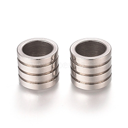 Tarnish Resistant 201 Stainless Steel Grooved Beads, Column, Stainless Steel Color, 11.5x10mm, Hole: 8.5mm(STAS-L238-009B-P)