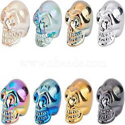 8Pcs 8 Colors Electroplate K9 Glass Display Decorations, Skull, for Halloween, Mixed Color, 21.5x18.5x27mm, 1pc/color(EGLA-NB0001-21)