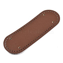 Imitation PU Leather Bottom, Oval with Alloy Brads, Litchi Grain, Bag Replacement Accessories, Light Brown, 30x10x0.4~1.1cm, Hole: 5mm(FIND-M001-08B)