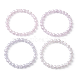 POM Plastic Imitation Pearl Round Beaded Stretch Bracelets, Mixed Color, Inner Diameter: 2-3/8 inch(6cm), Beads: 8mm(BJEW-JB09517)