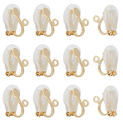 20Pcs Brass Clip-on Earring Findings, with Loops & 20Pcs Earring Pads, Real 24K Gold Plated, 12x15.5x9mm, Hole: 1.6mm(KK-BBC0010-23G)