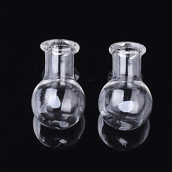 Handmade One Hole Blown Glass Globe Cover, For Bottle Pendant Making, Clear, 24.5~25x15mm, Hole: 6mm, Bottle Capacity: 1.8ml(0.06 fl. oz)