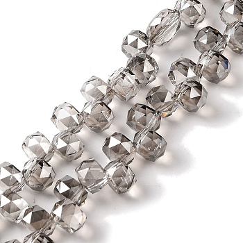 Pearl Luster Plated Electroplate Beads Strands, Faceted, Rondelle, Gray, 8x6mm, Hole: 1.2mm, about 96~98pcs/strand, 20.47~20.87''(52~53cm)
