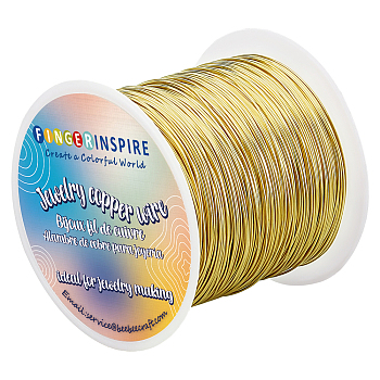Round Copper Jewelry Wire, with Spool, Golden, 24 Gauge, 0.5mm, about 196.85 Feet(60m)/Bag