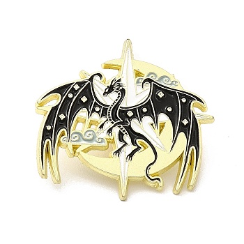 Animal Enamel Pin, Light Gold Alloy Badge for Clothes Backpack, Dragon Pattern, 28.5x30.5x1.5mm