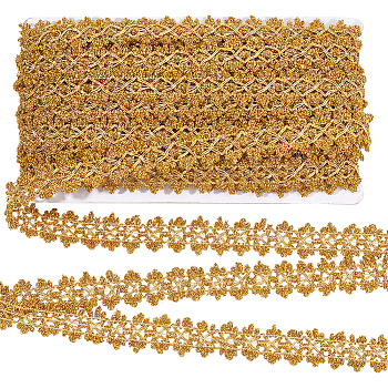 Filigree Polyester Lace Trim, Piping Strips for Home Textile Decoration, Gold, 1 inch(26mm), 20 yards/card