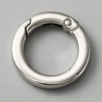 Zinc Alloy Spring Gate Rings, Ring Shape, Platinum, 5 Gauge, 28x4.5mm