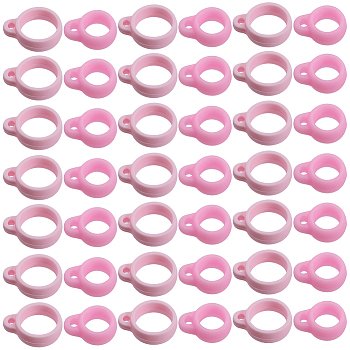 60Pcs 2 Style Silicone Pendant, for Electronic stylus & Lighter Making, Ring, Pink, 16x12~13x6mm, Hole: 2.5mm, 8mm inner diameter, 30pcs/style