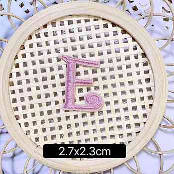Computerized Embroidery Cloth Self Adhesive Patches, Stick on Patch, Costume Accessories, Letter, Pink, E:27x23mm