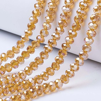 Electroplate Glass Beads Strands, AB Color Plated, Faceted, Rondelle, Peru, 2.5x2mm, Hole: 0.4mm, about 199pcs/strand, 13.4 inch(34cm)