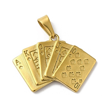 PVD Vacuum Plating 304 Stainless Steel Pendants, Playing Cards Charm, Golden, 27x37x4.5mm, Hole: 9x4.5mm