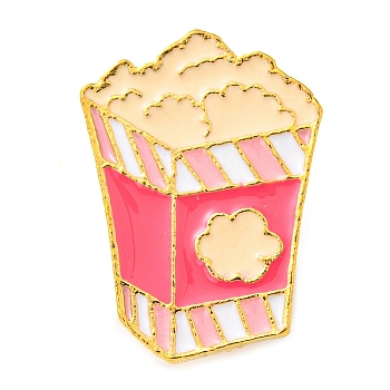 Food Theme Enamel Pin, Golden Alloy Brooch for Backpack Clothes, Popcorn Chicken, Cerise, 24x17x1.5mm