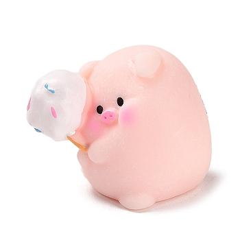 Resin Pig Figurines Ornament, for Home Desktop Decoration, White, 33.5x23.5x25.5mm