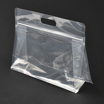 Transparent Plastic Zip Lock Bag, Plastic Stand up Pouch, Resealable Bags, with Handle, Clear, 17x24x0.05cm