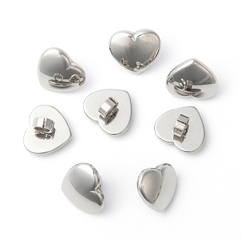 304 Stainless Steel Heart Slide Charms, Stainless Steel Color, 12x14x9mm, Hole: 4mm