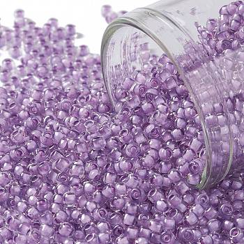 TOHO Round Seed Beads, Japanese Seed Beads, (943) Light Purple Lined Crystal, 11/0, 2.2mm, Hole: 0.8mm, about 1110pcs/10g
