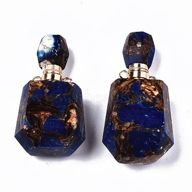 Assembled Synthetic Bronzite and Lapis Lazuli Openable Perfume Bottle Pendants(X-G-S366-059A)-2