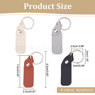 16Pcs 4 Colors PU Leather Keychain(KEYC-BC0001-11)-2